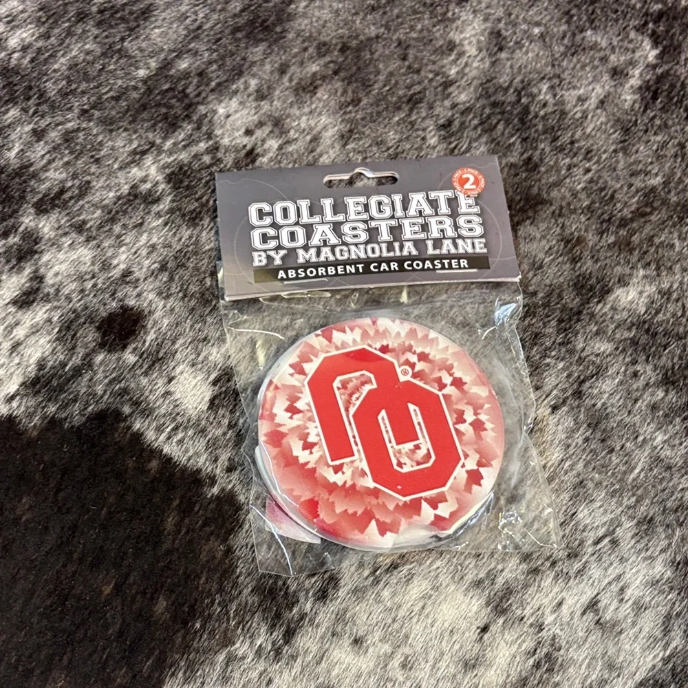 Magnolia Red Collegiate Absorbent Car Coasters Set